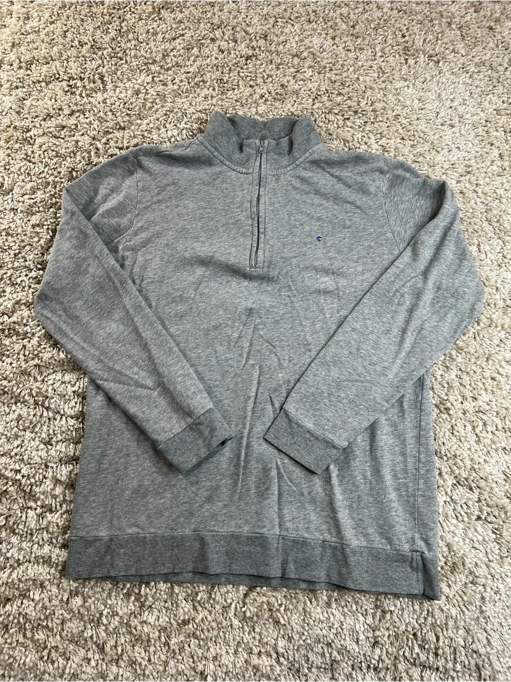 Criquet Men’s Heather Gray Half‑Zip Mock Neck Sweater medium